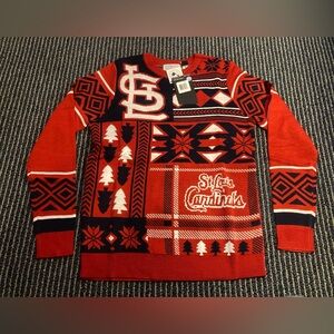 NWT Small St Louis Cardinals Snowflake Tree Diamond Ugly Christmas Xmas Sweater
